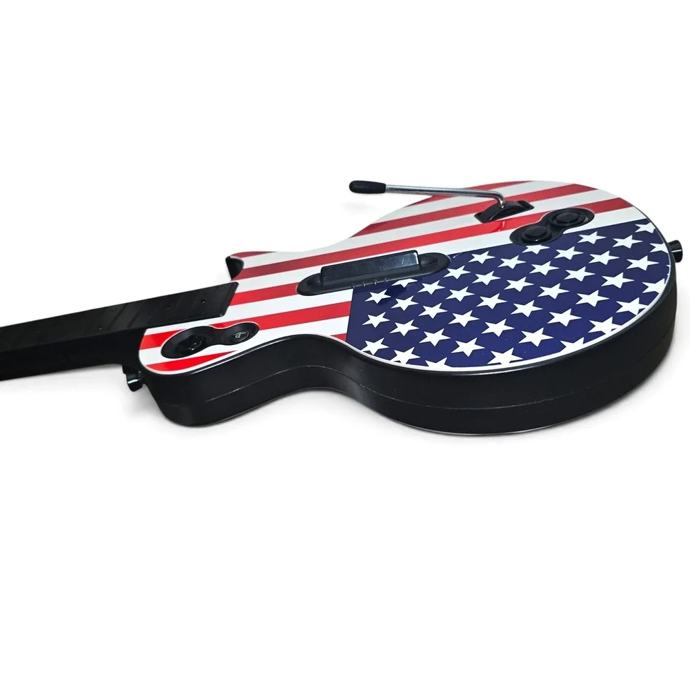 PS3 Wireless Gibson Les Paul Guitar Hero Controller Red Octane US Flag No Dongle